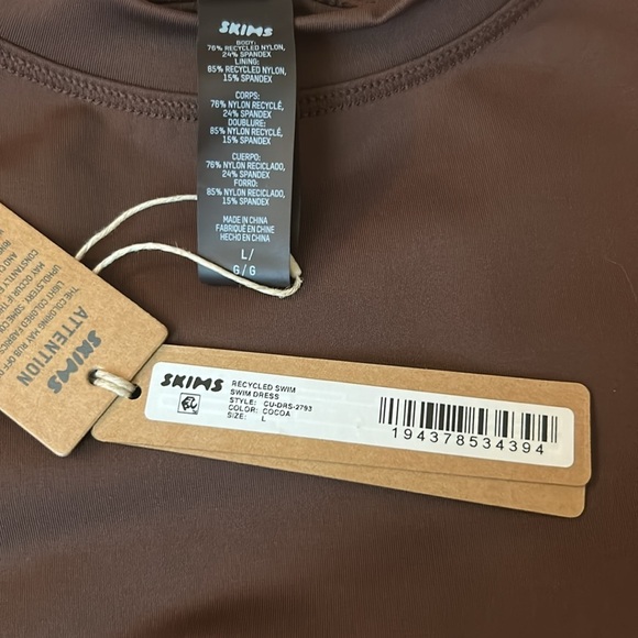 Skims Swim Tee Dress - cocoa NWT SIZE L - Picture 5 of 5